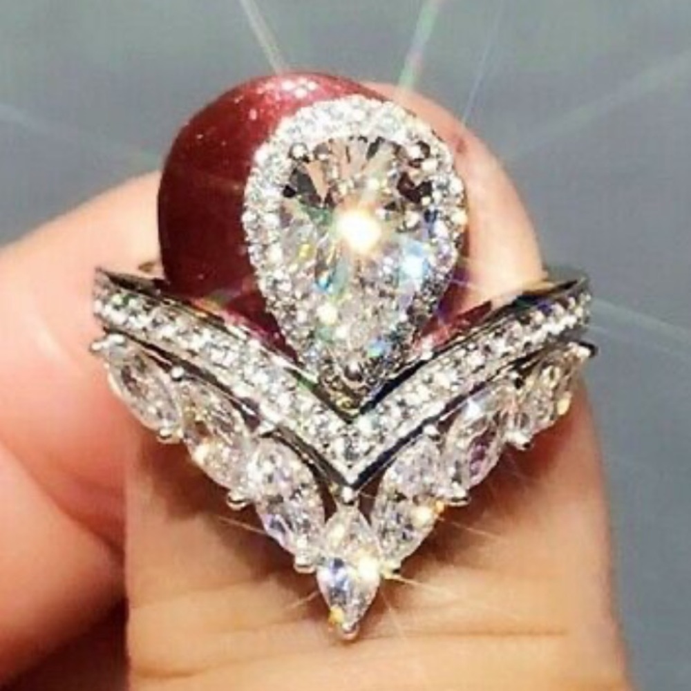 NWT 925 STERLING SILVER luxurious diamond 💍 Ring - Picture 6 of 9